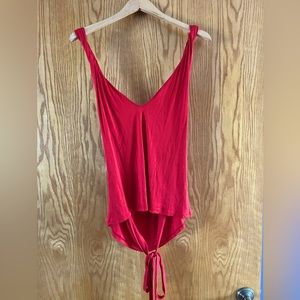 Alexander McQueen, made in Italy. Red Criss cross tank top.